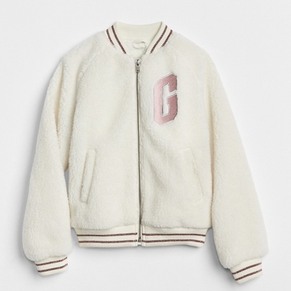 GAP Cream Fleece Jacket with Pink Initial